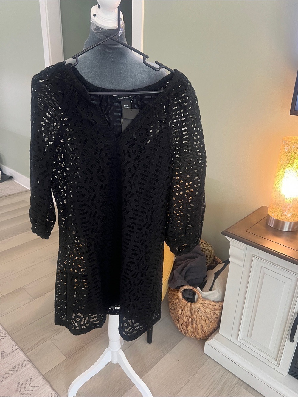 Club Monaco Black Crochet Lace dress
